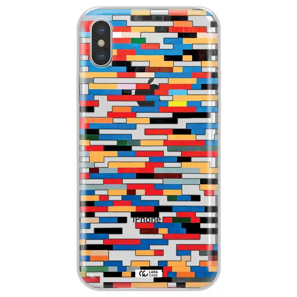 a colorful rectangular pattern on a white surface Apple iPhone XS Clear TPU Case