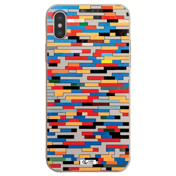 a colorful rectangular pattern on a white surface Apple iPhone XS max Silicone Stone Case