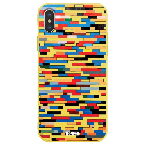 a colorful rectangular pattern on a white surface Apple iPhone XS Silicone canary yellow Case