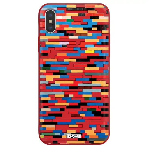 a colorful rectangular pattern on a white surface Apple iPhone XS Silicone Imperial Red Case