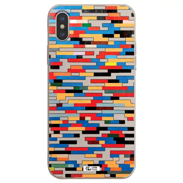 a colorful rectangular pattern on a white surface Apple iPhone XS Silicone Stone Case