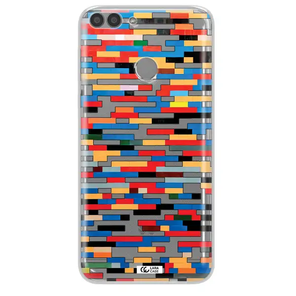 a colorful rectangular pattern on a white surface Huawei P Smart Clear TPU Case