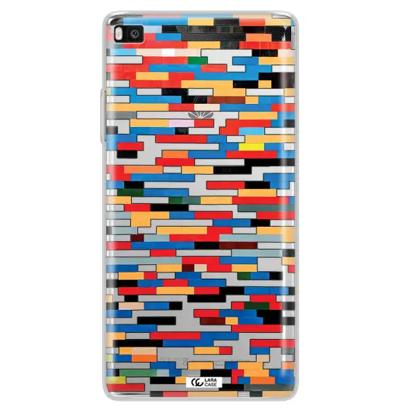 a colorful rectangular pattern on a white surface Huawei P8 Clear TPU Case