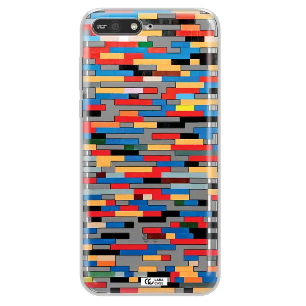 a colorful rectangular pattern on a white surface Huawei Y6 2018 Clear TPU Case