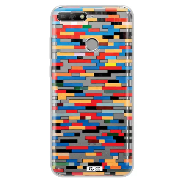 a colorful rectangular pattern on a white surface Huawei Y6 Prime 2018 Clear TPU Case