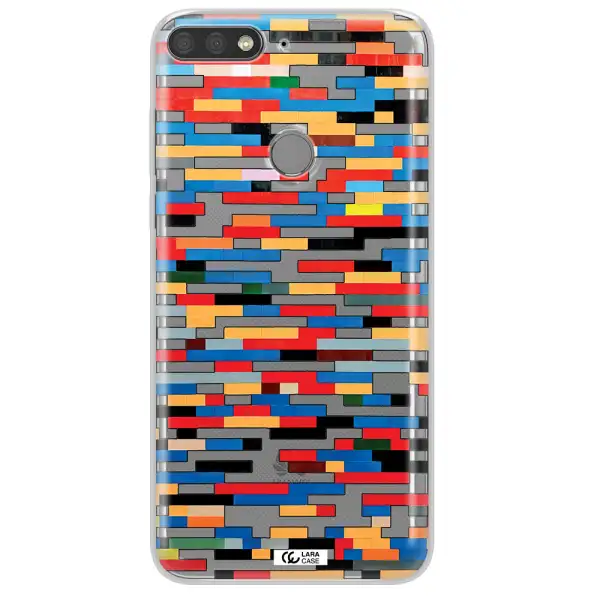 a colorful rectangular pattern on a white surface Huawei Y7 Prime 2018 Clear TPU Case