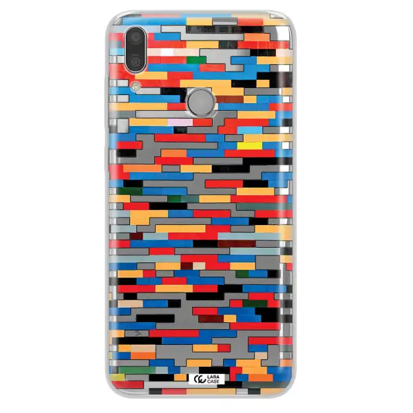 a colorful rectangular pattern on a white surface Huawei Y9 2019 Clear TPU Case