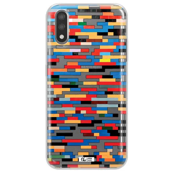 a colorful rectangular pattern on a white surface Samsung A01 Clear TPU Case