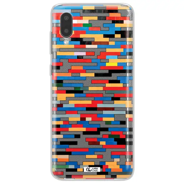 a colorful rectangular pattern on a white surface Samsung A02 Clear TPU Case