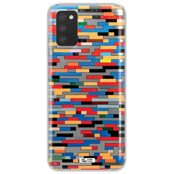 a colorful rectangular pattern on a white surface Samsung A03S Clear TPU Case