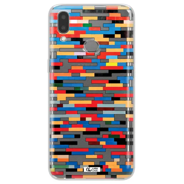a colorful rectangular pattern on a white surface Samsung A10S Clear TPU Case