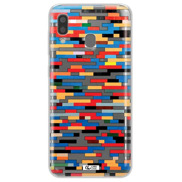 a colorful rectangular pattern on a white surface Samsung A20 Clear TPU Case