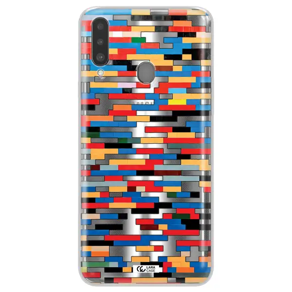 a colorful rectangular pattern on a white surface Samsung A20S Clear TPU Case