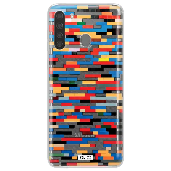 a colorful rectangular pattern on a white surface Samsung A21 Clear TPU Case