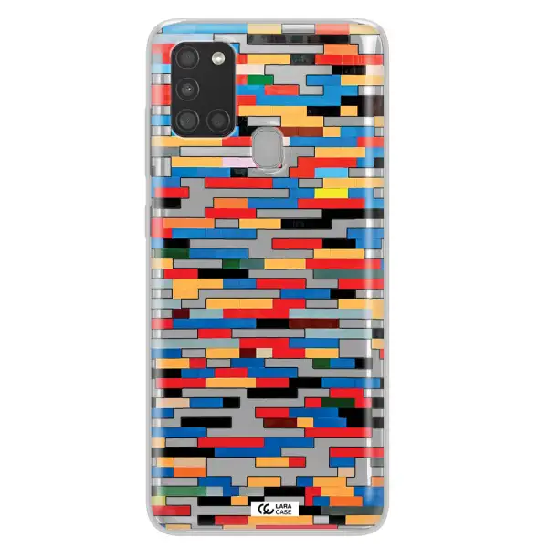 a colorful rectangular pattern on a white surface Samsung A21S Clear TPU Case