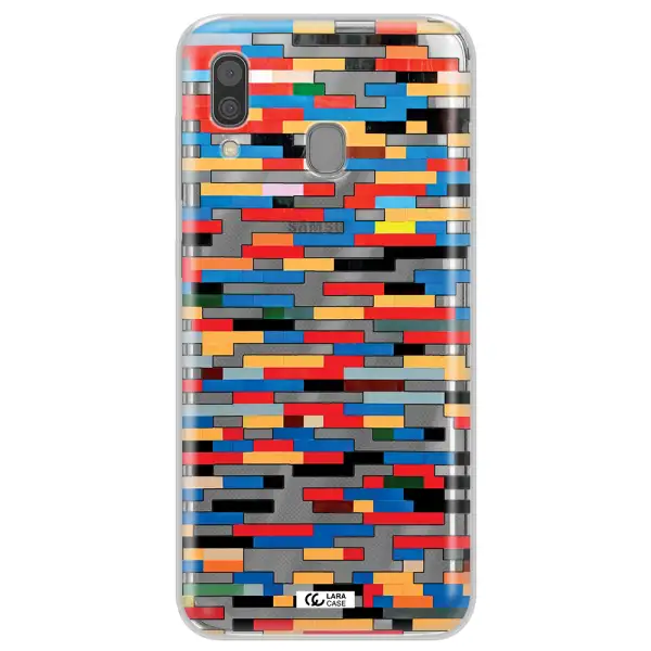 a colorful rectangular pattern on a white surface Samsung A30 Clear TPU Case