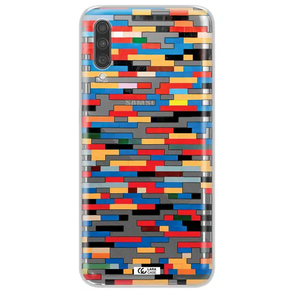 a colorful rectangular pattern on a white surface Samsung A30S Clear TPU Case
