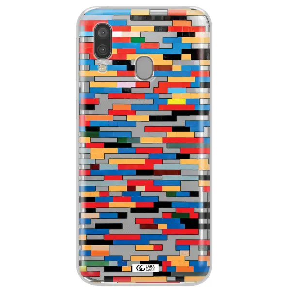 a colorful rectangular pattern on a white surface Samsung A40 Clear TPU Case