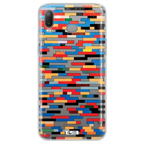 a colorful rectangular pattern on a white surface Samsung A6S Clear TPU Case