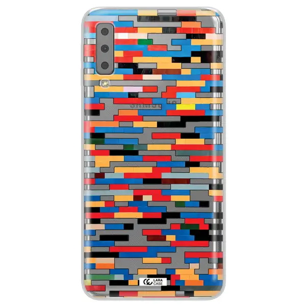 a colorful rectangular pattern on a white surface Samsung A7 2018 Clear TPU Case