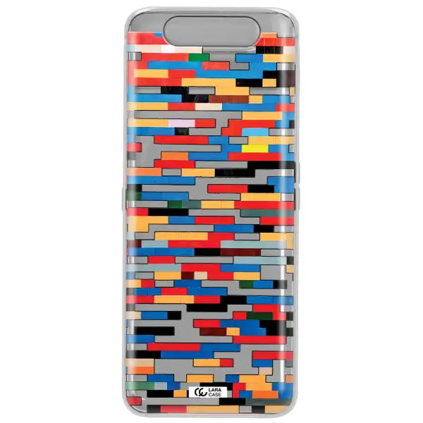 a colorful rectangular pattern on a white surface Samsung A80 Clear TPU Case