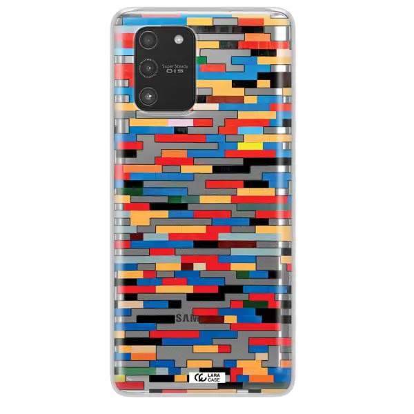 a colorful rectangular pattern on a white surface Samsung A91 Clear TPU Case