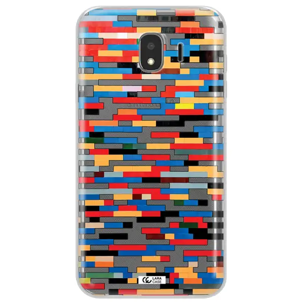 a colorful rectangular pattern on a white surface Samsung J4 Clear TPU Case