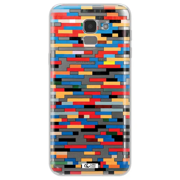 a colorful rectangular pattern on a white surface Samsung J6 Clear TPU Case