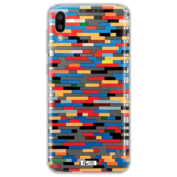 a colorful rectangular pattern on a white surface Samsung M10 Clear TPU Case