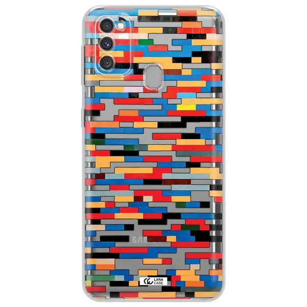 a colorful rectangular pattern on a white surface Samsung M30S Clear TPU Case