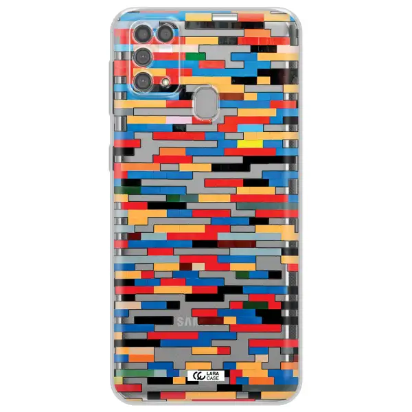 a colorful rectangular pattern on a white surface Samsung M31 Clear TPU Case