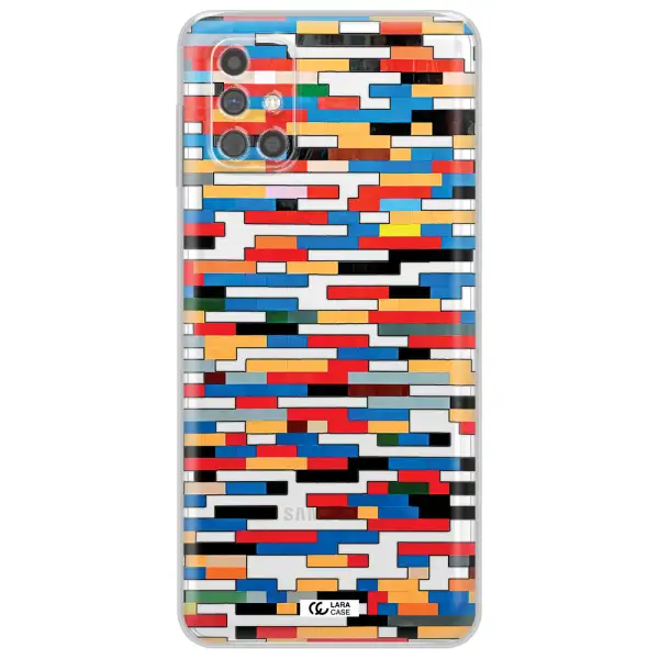 a colorful rectangular pattern on a white surface Samsung M31S Clear TPU Case