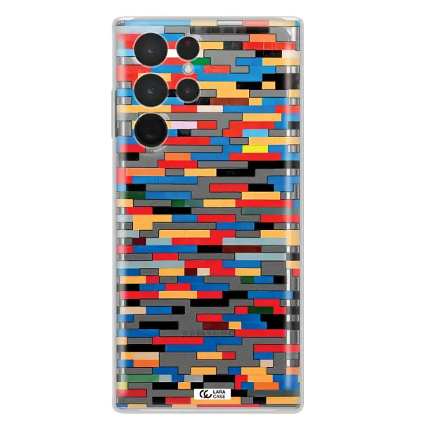 a colorful rectangular pattern on a white surface Samsung S 22 Ultra Clear TPU Case