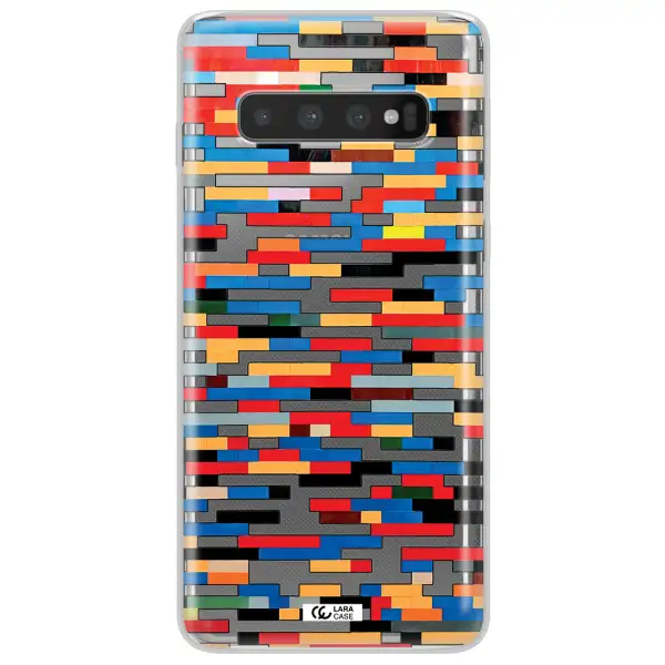 a colorful rectangular pattern on a white surface Samsung S10 Plus Clear TPU Case