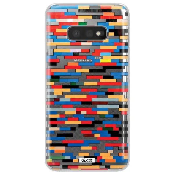 a colorful rectangular pattern on a white surface Samsung S10e Clear TPU Case
