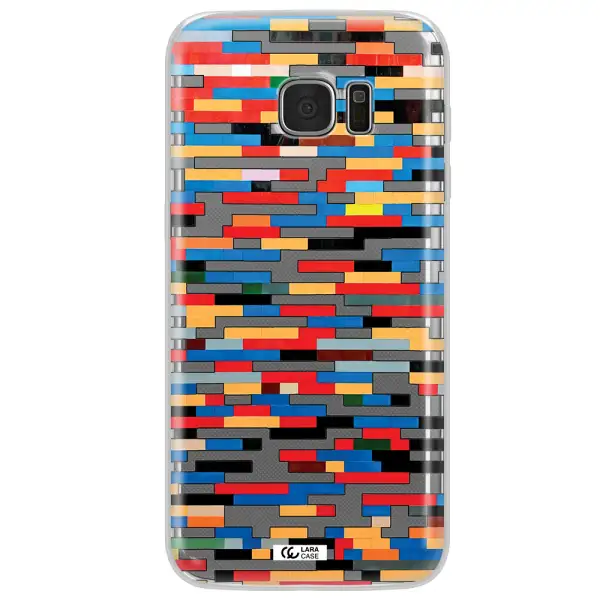 a colorful rectangular pattern on a white surface Samsung S7 Edge Clear TPU Case