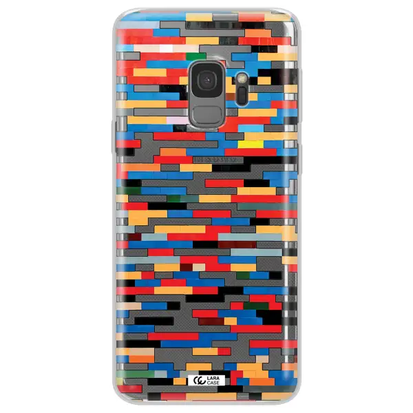 a colorful rectangular pattern on a white surface Samsung S9 Clear TPU Case