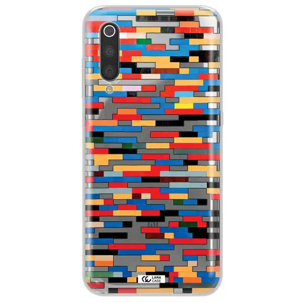 a colorful rectangular pattern on a white surface Xiaomi Mi 9 Clear TPU Case