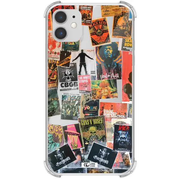 a collection of posters on a wall Apple iPhone 11 Clear PC Case