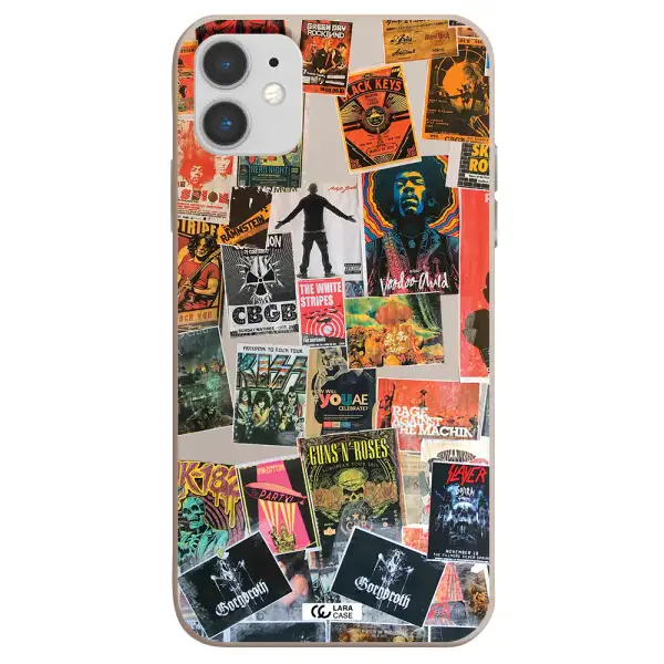 a collection of posters on a wall Apple iPhone 11 Silicone Stone Case