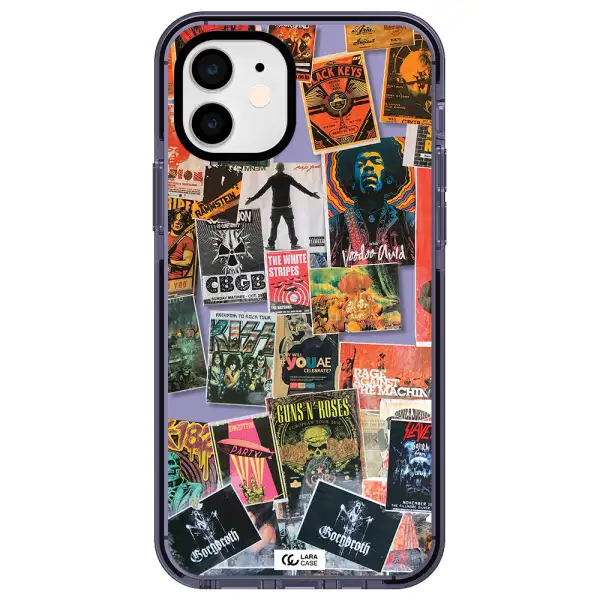 a collection of posters on a wall Apple iPhone 12 impact Lilac Case