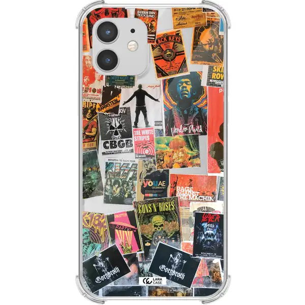a collection of posters on a wall Apple iPhone 12 mini Clear PC Case