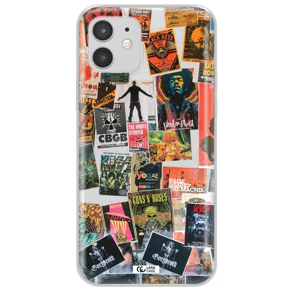a collection of posters on a wall Apple iPhone 12 mini Clear TPU Case