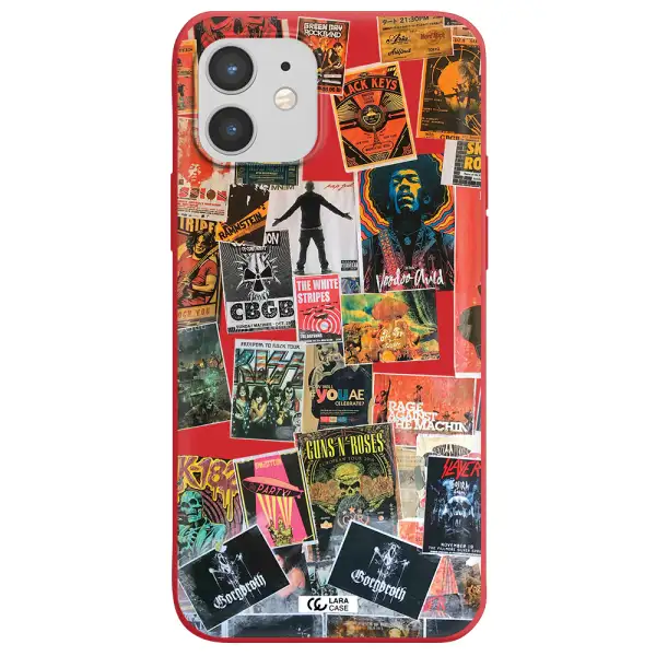 a collection of posters on a wall Apple iPhone 12 mini Silicone Imperial Red Case