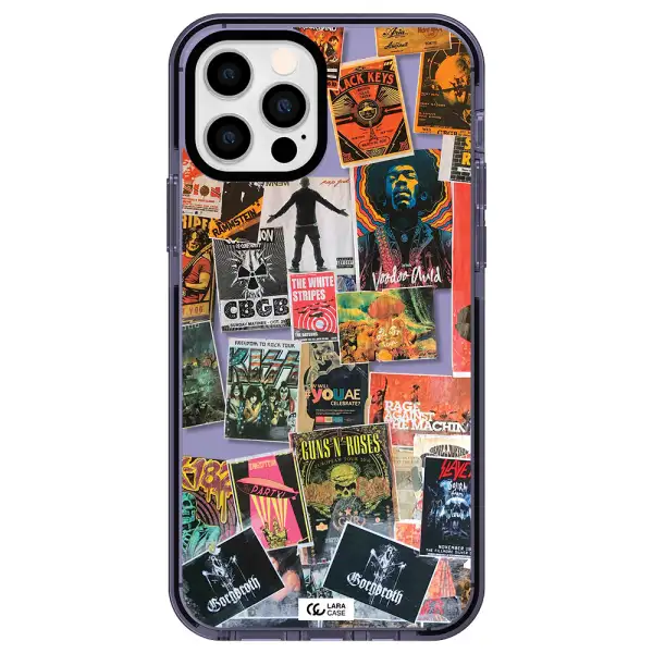 a collection of posters on a wall Apple iPhone 12 pro impact Lilac Case