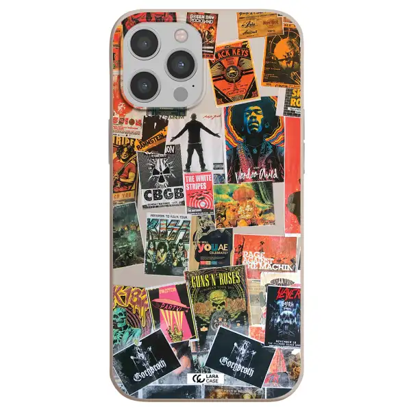 a collection of posters on a wall Apple iPhone 12 pro Silicone Stone Case