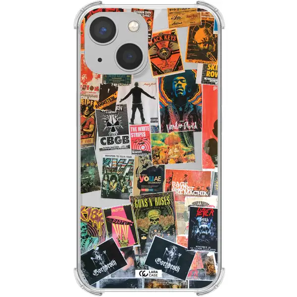 a collection of posters on a wall Apple iPhone 13 Clear PC Case