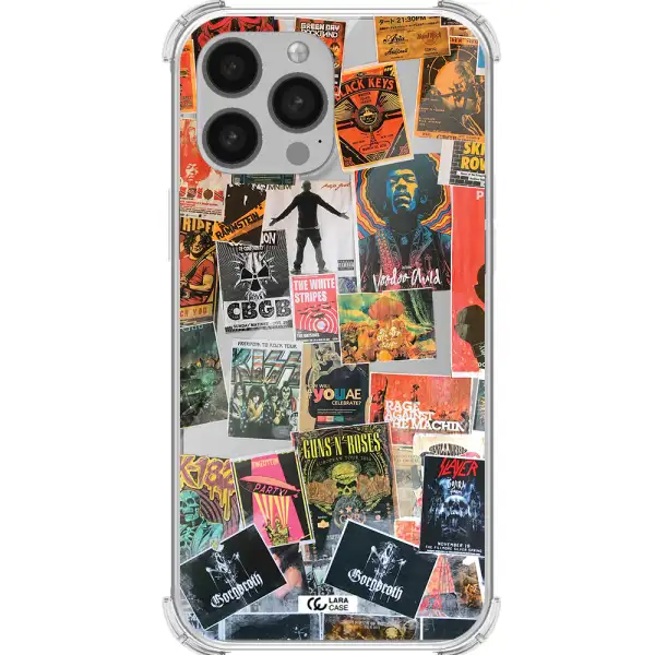 a collection of posters on a wall Apple iPhone 13 Pro Max Clear PC Case