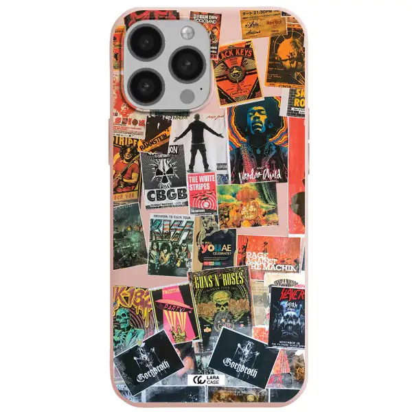 a collection of posters on a wall Apple iPhone 13 Pro Silicone pastel pink Case