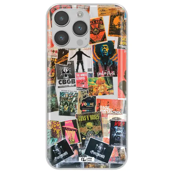 a collection of posters on a wall Apple iPhone 14 pro Clear TPU Case